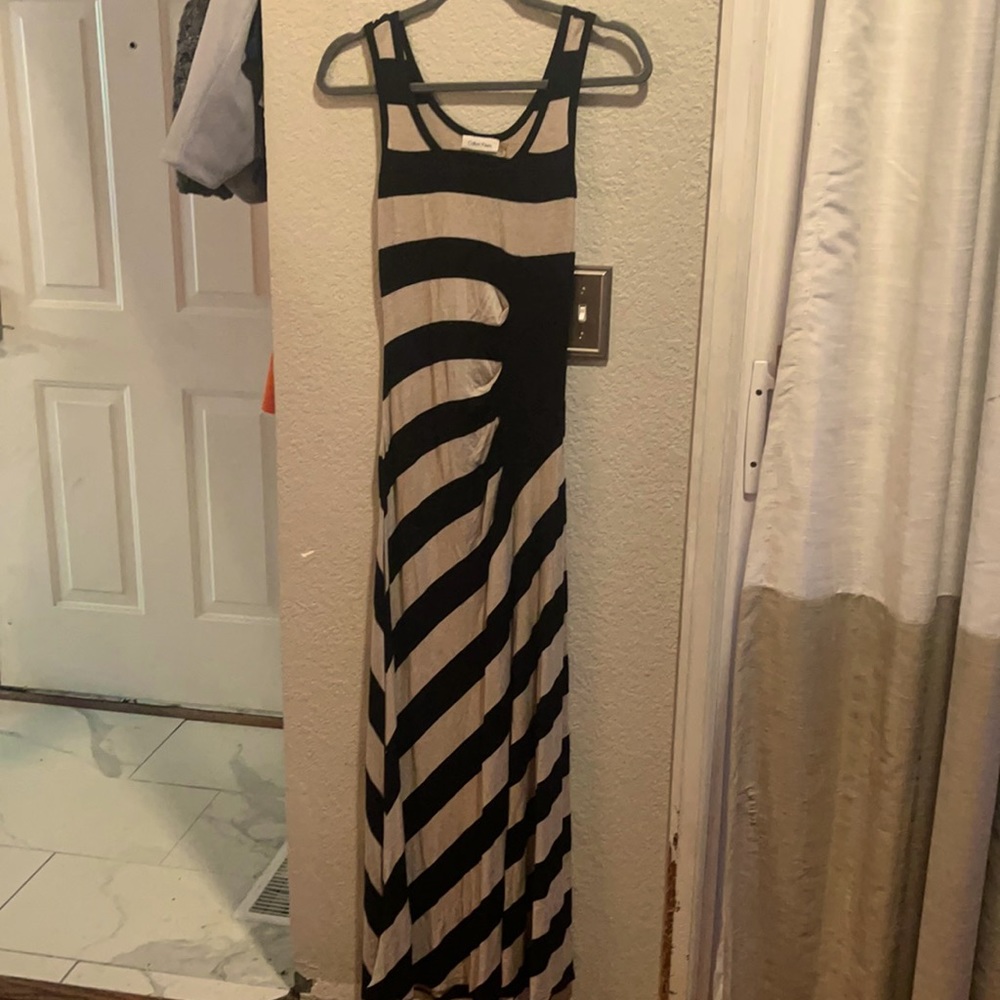 Black & tan striped maxi dress!
